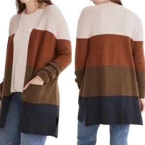 Madewell Kent Colorblock Cardigan Open Front Layering Sweater Top XXS NWT